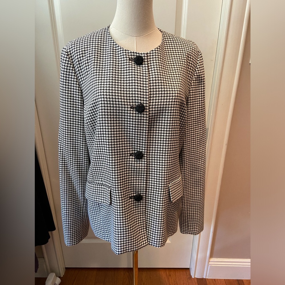 Classic black-and-white blazer size 14
